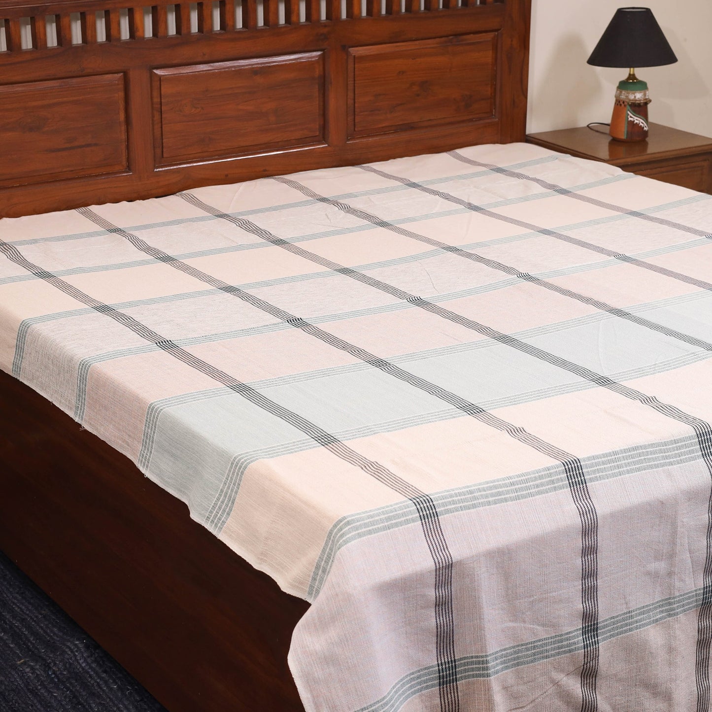 Peach - double handloom cotton bed sheet (108 x 90 in) 34