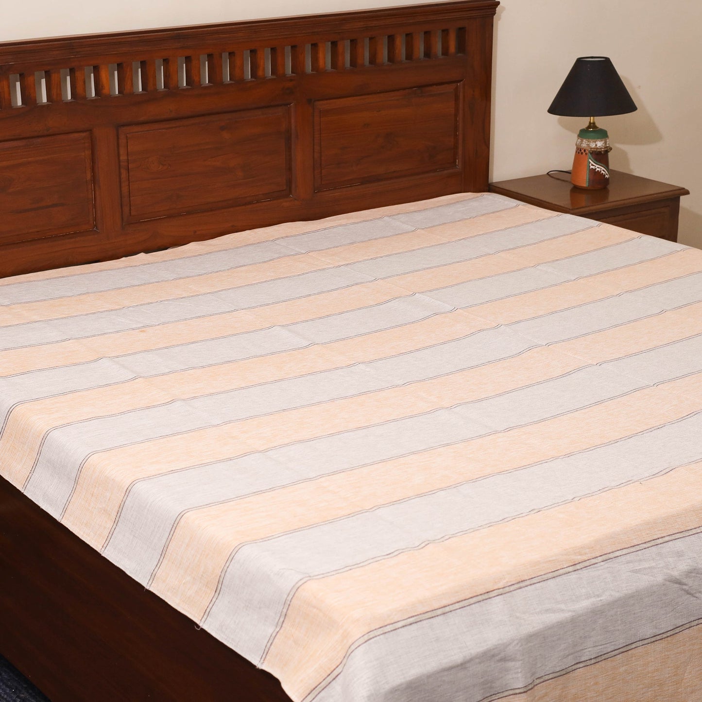 Peach - double handloom cotton bed sheet (108 x 90 in) 37