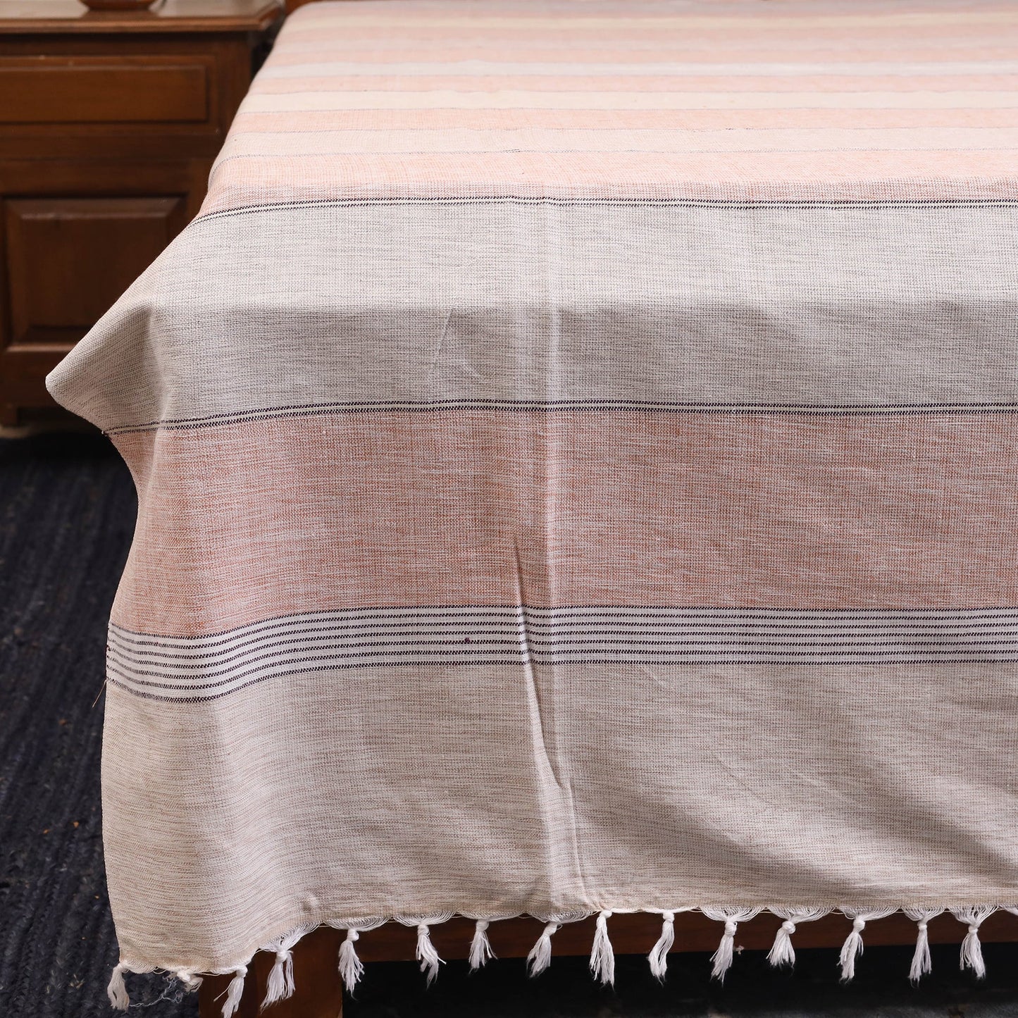Peach - double handloom cotton bed sheet (108 x 90 in) 40