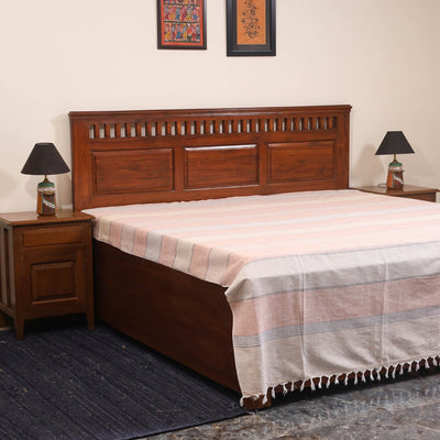 Peach - double handloom cotton bed sheet (108 x 90 in) 40