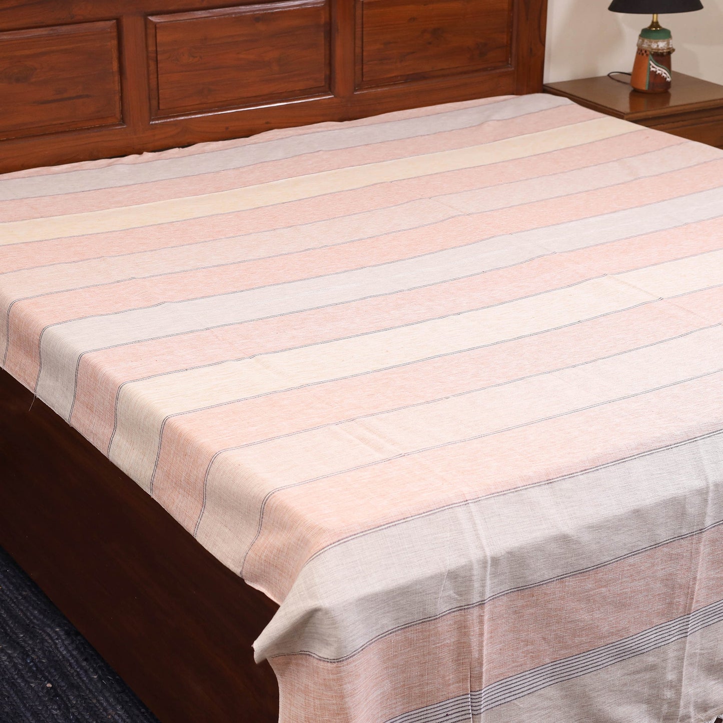Peach - double handloom cotton bed sheet (108 x 90 in) 40