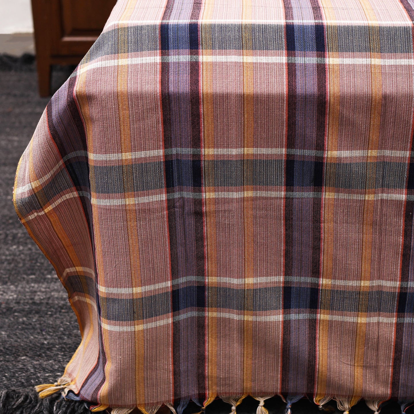 Peach - double handloom cotton bed sheet set (108 x 90 in)