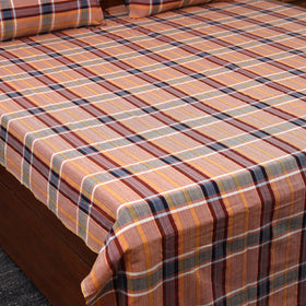 Peach Double Handloom Cotton Bed Sheet Set 