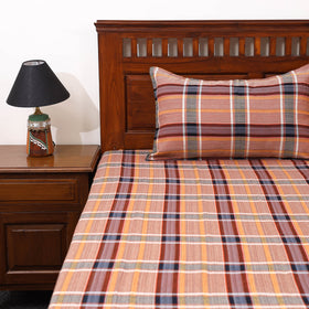 Peach Double Handloom Cotton Bed Sheet Set 