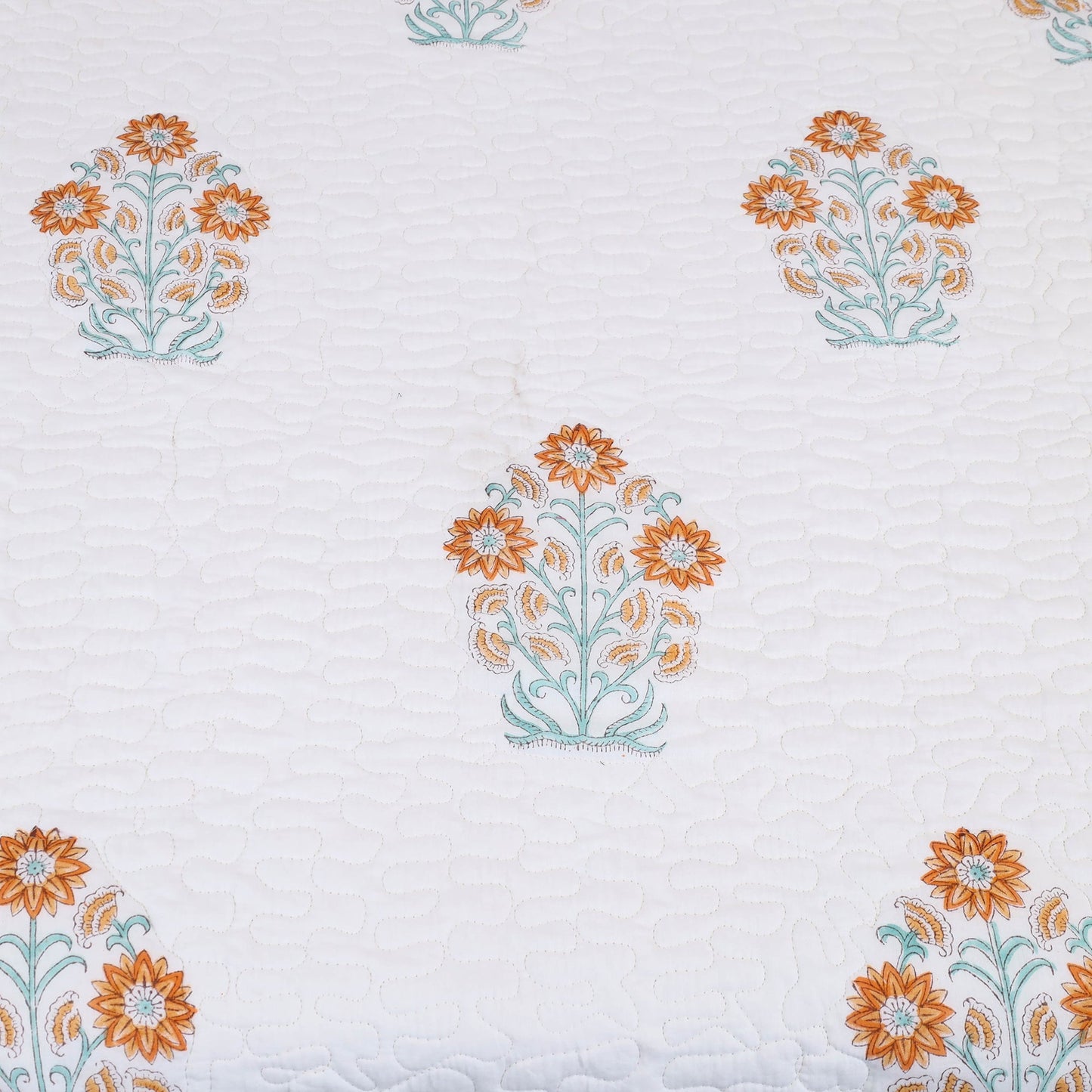 Double - Reversible Sanganeri Block Print Cotton Quilt Set