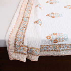 Double - Reversible Sanganeri Block Print Cotton Quilt Set