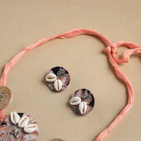 Peach - fabart jute choker necklace set 20 - handcrafted