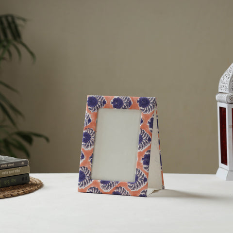 Peach - fabric embellished handmade photo frame (8 x 6 in)