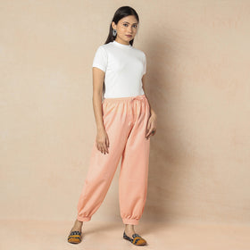 Peach  - Flex Cotton Plain Elasticated Pant