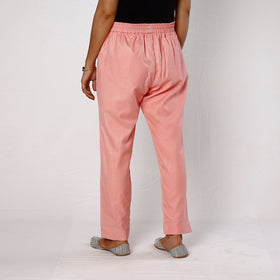  Baby Pink Flex Cotton Tapered Casual Pant for Women 