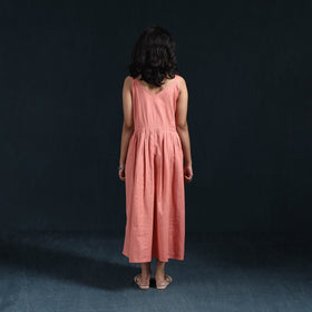 Peach - flex cotton tiered plain dress 05 - handcrafted