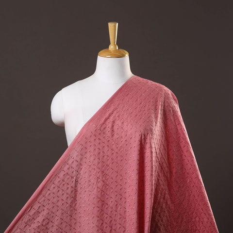  Peach Floral Embroidered Cotton Hakoba Fabric 