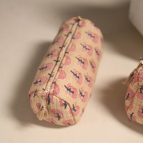 Peach - floral hand quilted toiletry bags (set of 3) 27