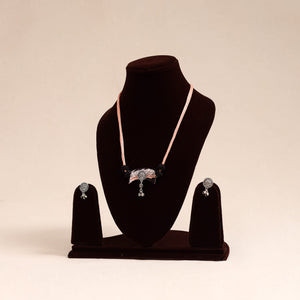 Peach German Silver Fabart Necklace Set