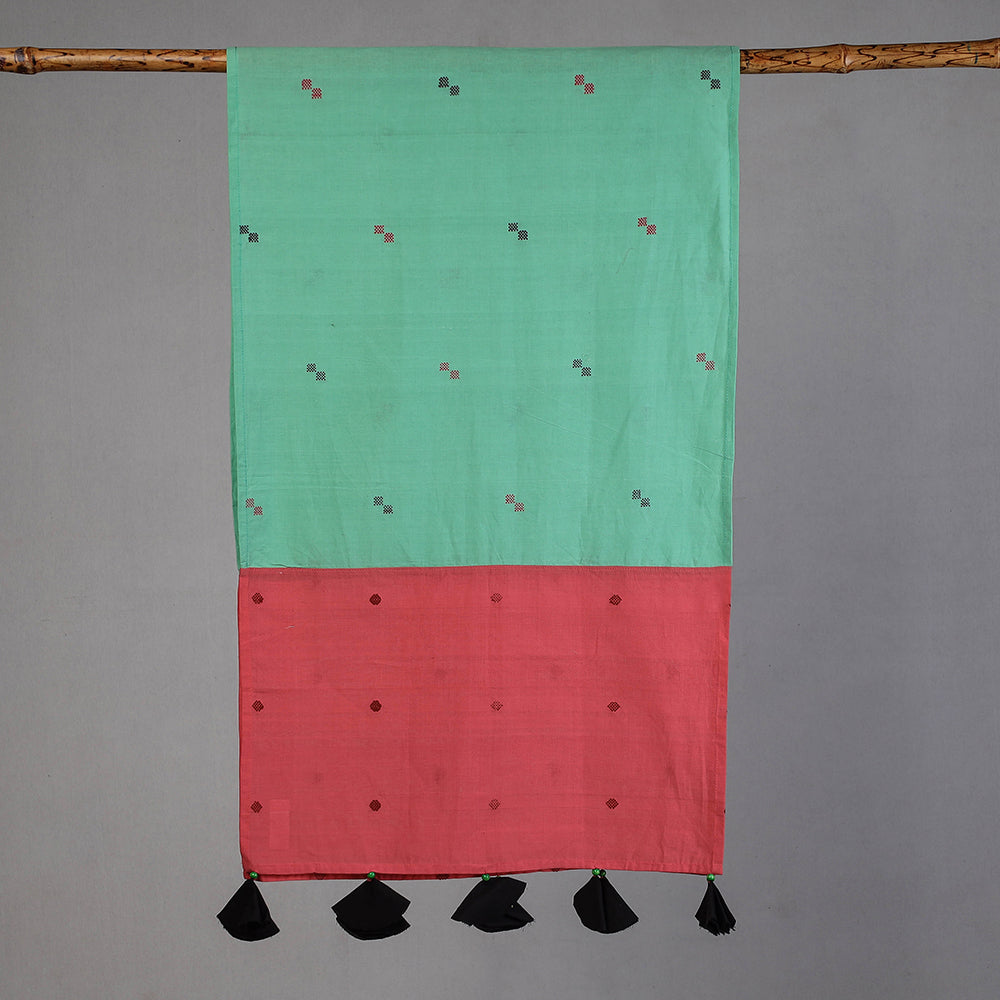  Godavari Jamdani Buti Patchwork Cotton Stole with Tassels 