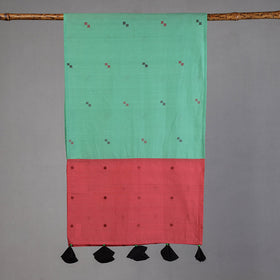  Godavari Jamdani Buti Patchwork Cotton Stole with Tassels 