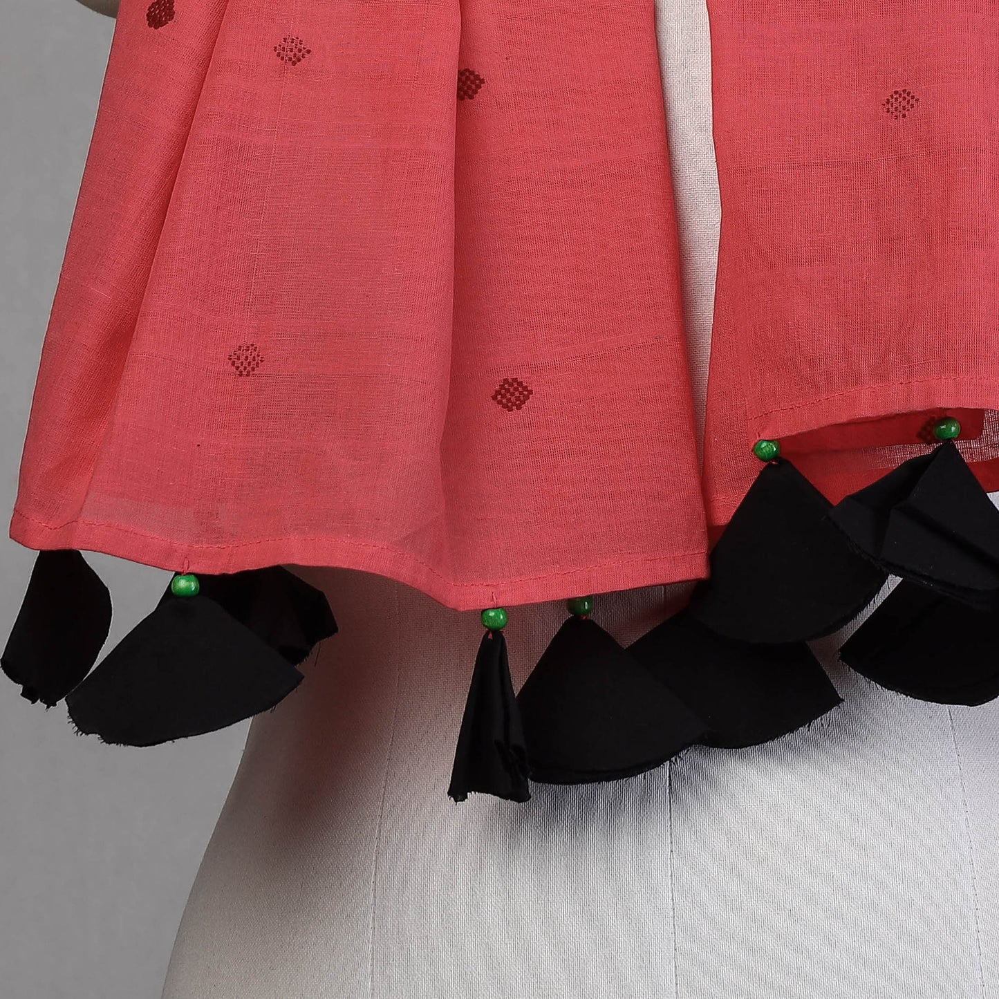  Godavari Jamdani Buti Patchwork Cotton Stole with Tassels 