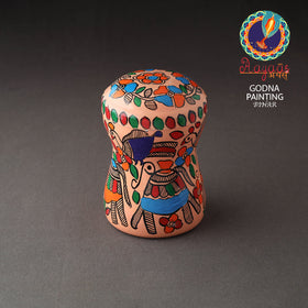 Peach Bengal Patua Orange Handpainted Stainless Steel Canister
