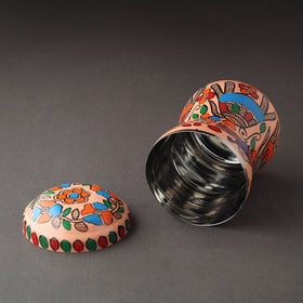 Peach Bengal Patua Orange Handpainted Stainless Steel Canister