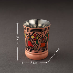 Godna Madhubani Peach Handpainted Stainless Steel Glass