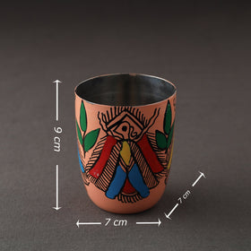  Godna Madhubani Peach Handpainted Stainless Steel Glass 
