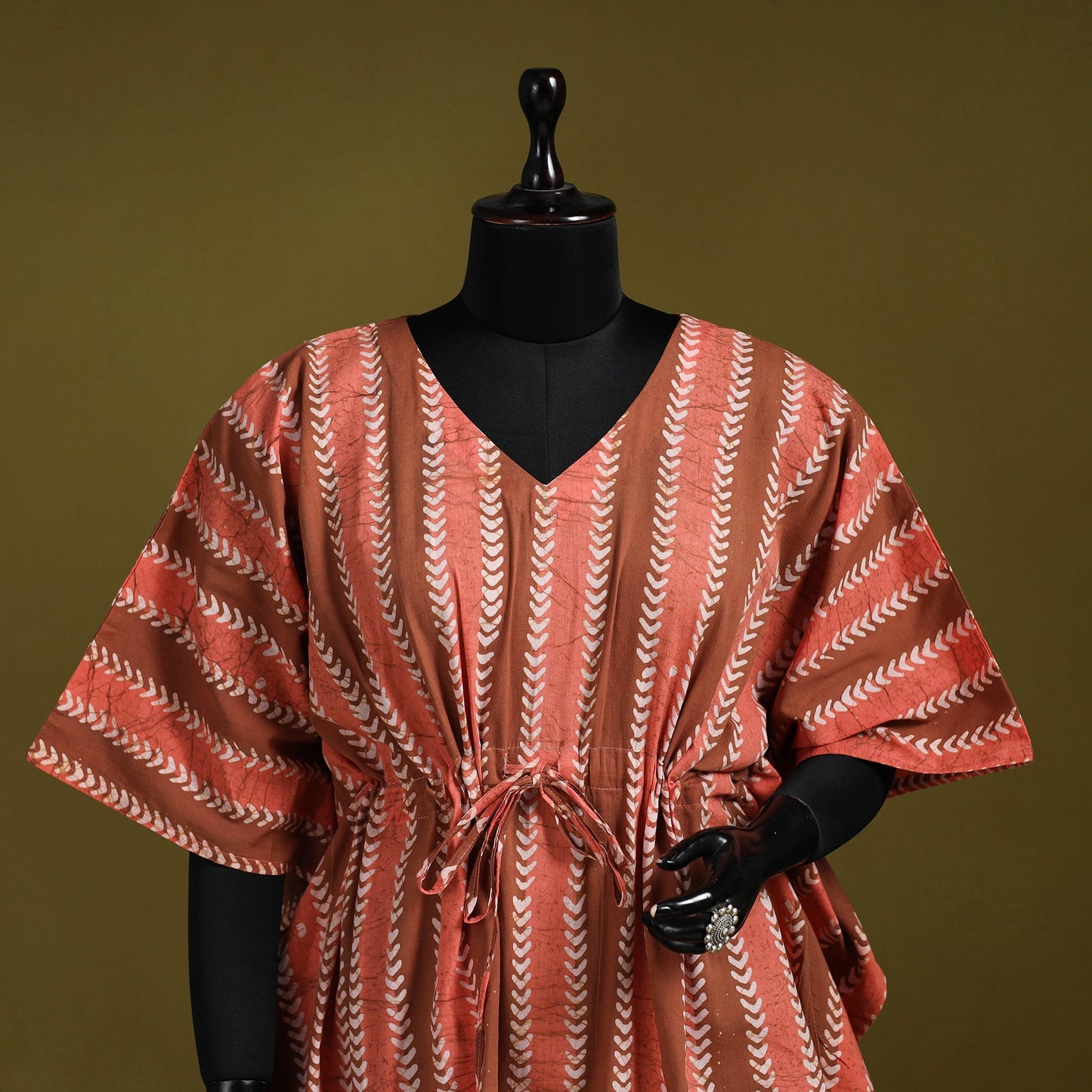 Hand batik cotton short kaftan 03 - handcrafted