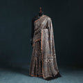 Hand block print natural dyed chanderi silk ajrakh saree 13