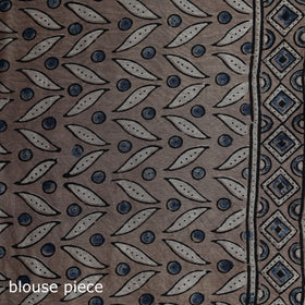 Hand block print natural dyed chanderi silk ajrakh saree 13