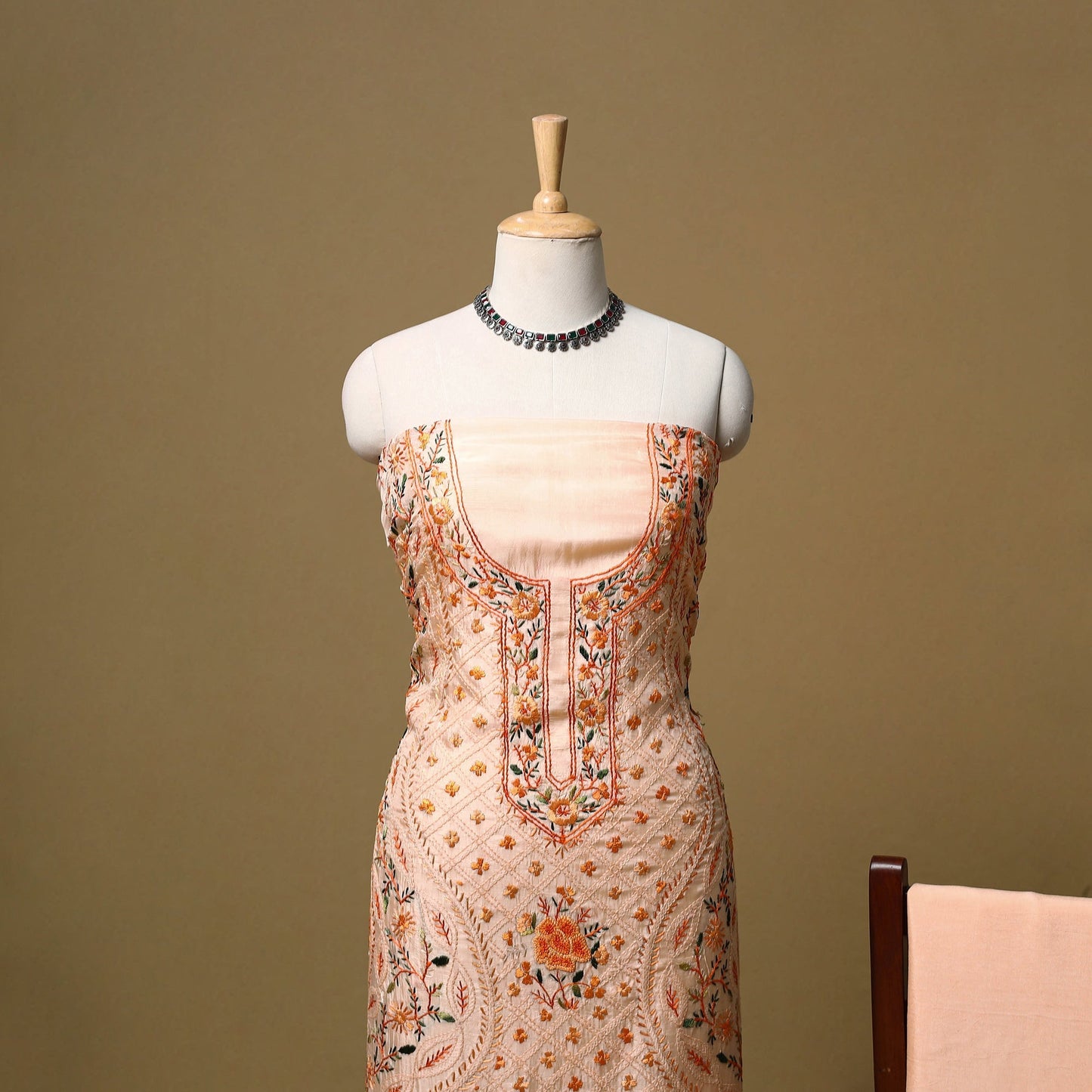 Hand embroidered muslin 3pc unstitched dress material 24