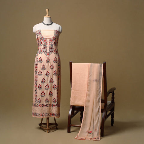 Hand embroidered muslin 3pc unstitched dress material 33