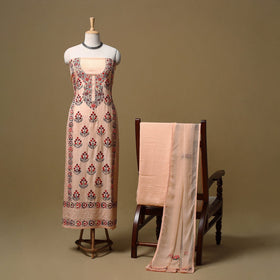 Hand embroidered muslin 3pc unstitched dress material 33