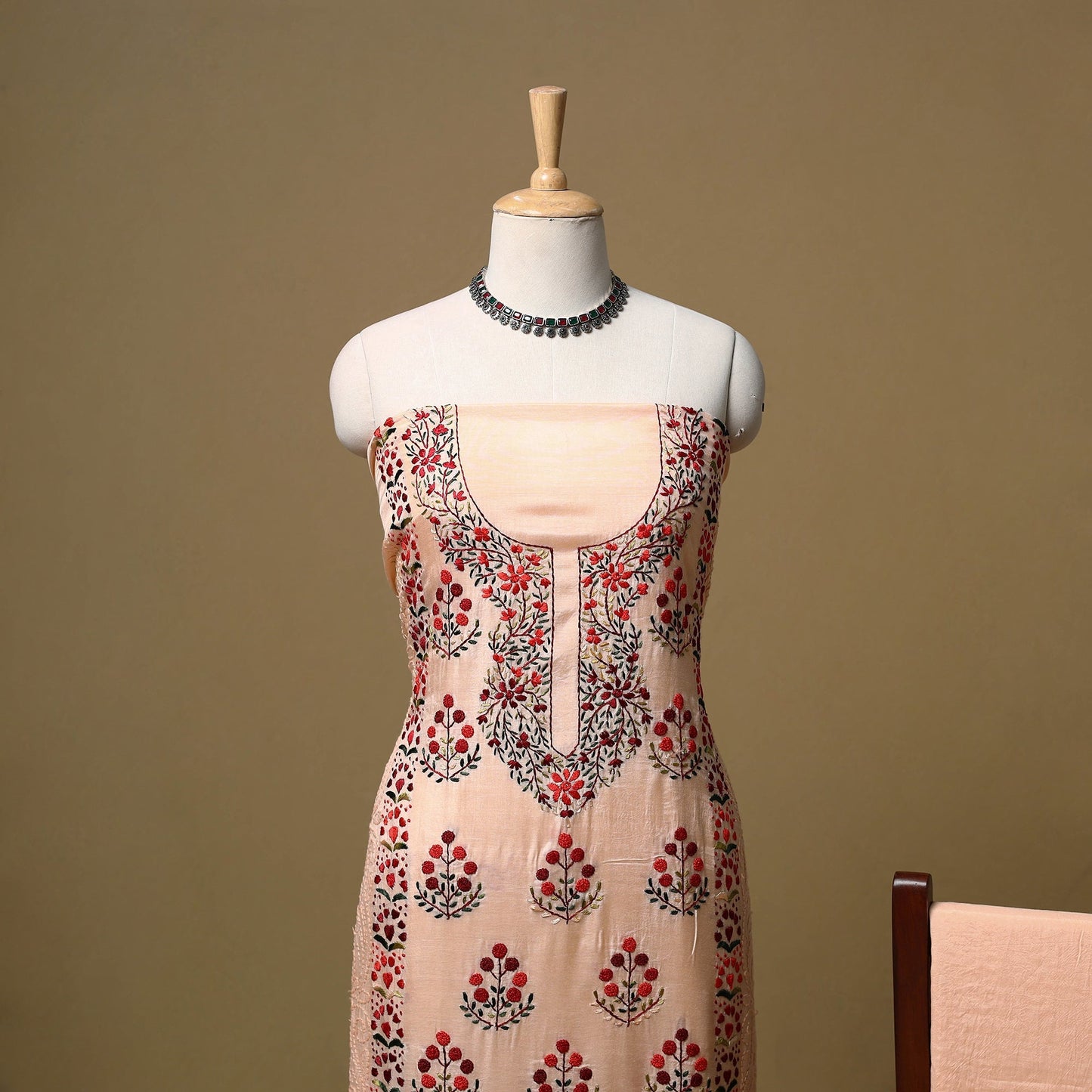 Hand embroidered muslin 3pc unstitched dress material 33