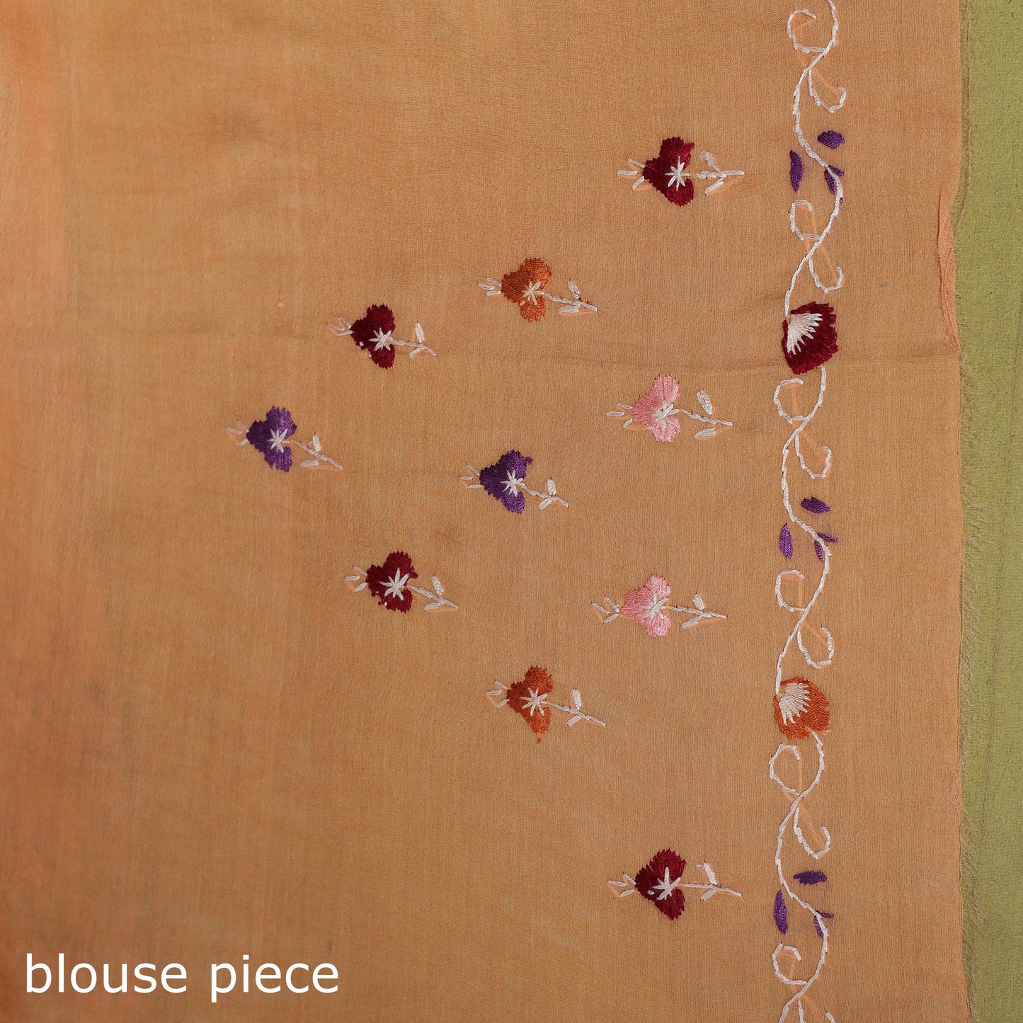 Peach - hand embroidery chanderi silk kashida saree