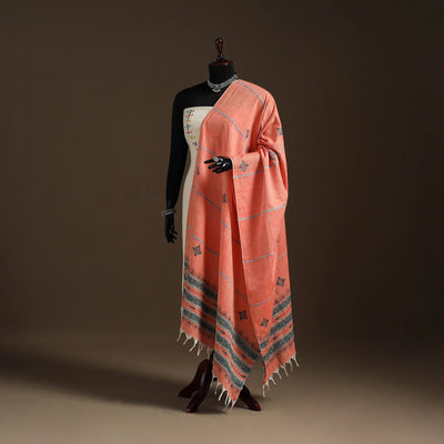 Peach - hand embroidery khes handwoven cotton kantha