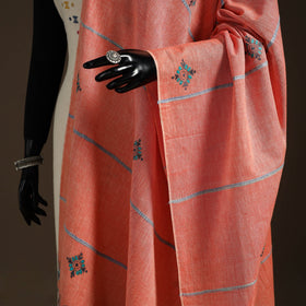 Peach - hand embroidery khes handwoven cotton kantha