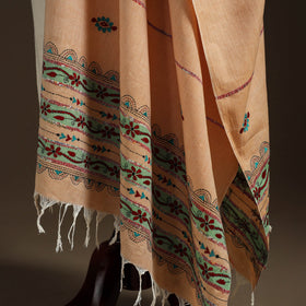 Peach - hand embroidery khes handwoven cotton kantha