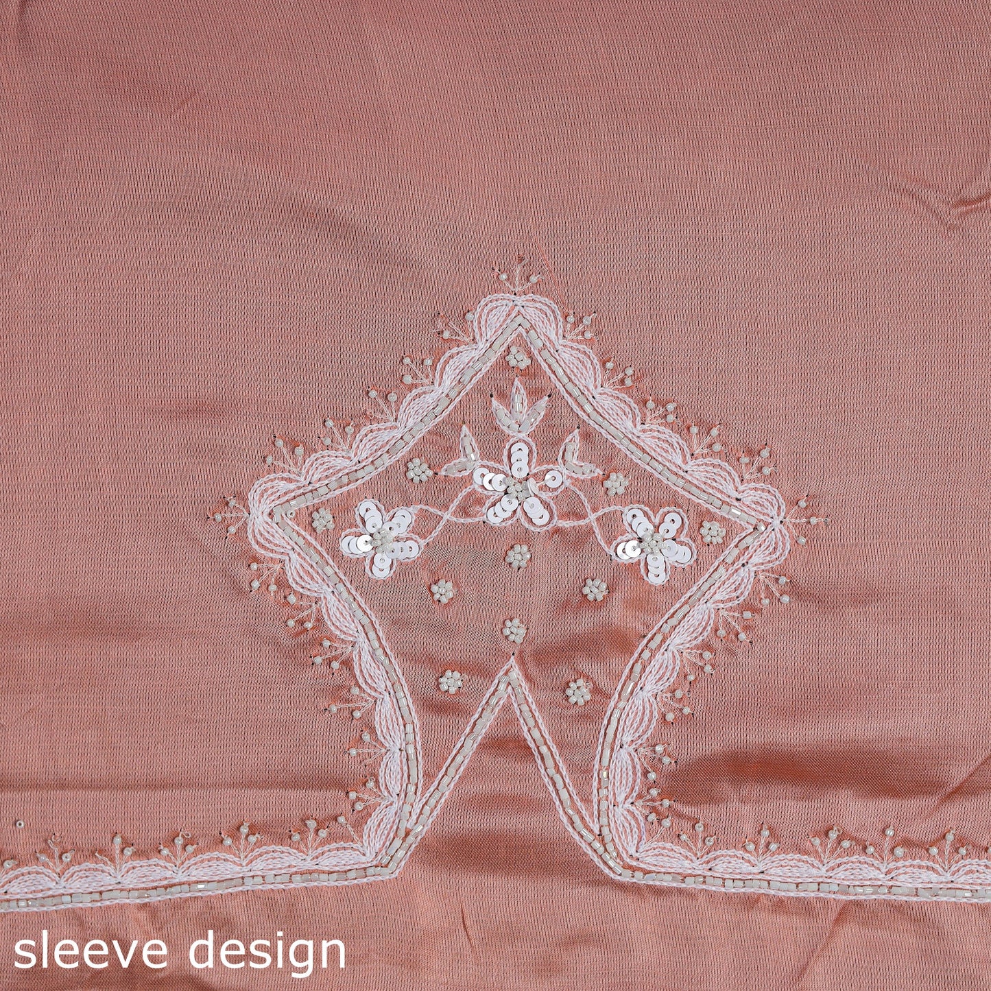 Peach - hand embroidery modal silk unstitched kurta