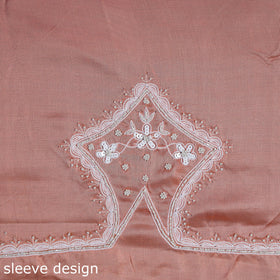 Peach - hand embroidery modal silk unstitched kurta