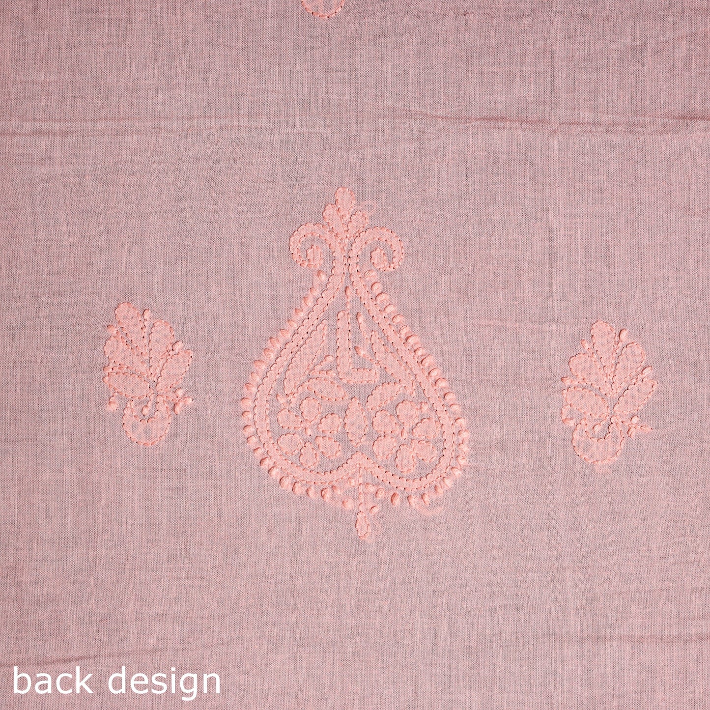 Peach Hand Embroidery Mul Cotton Chikankari Kurta Material