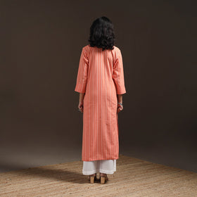 Hand embroidery straight cotton jacquard kurta for women 11