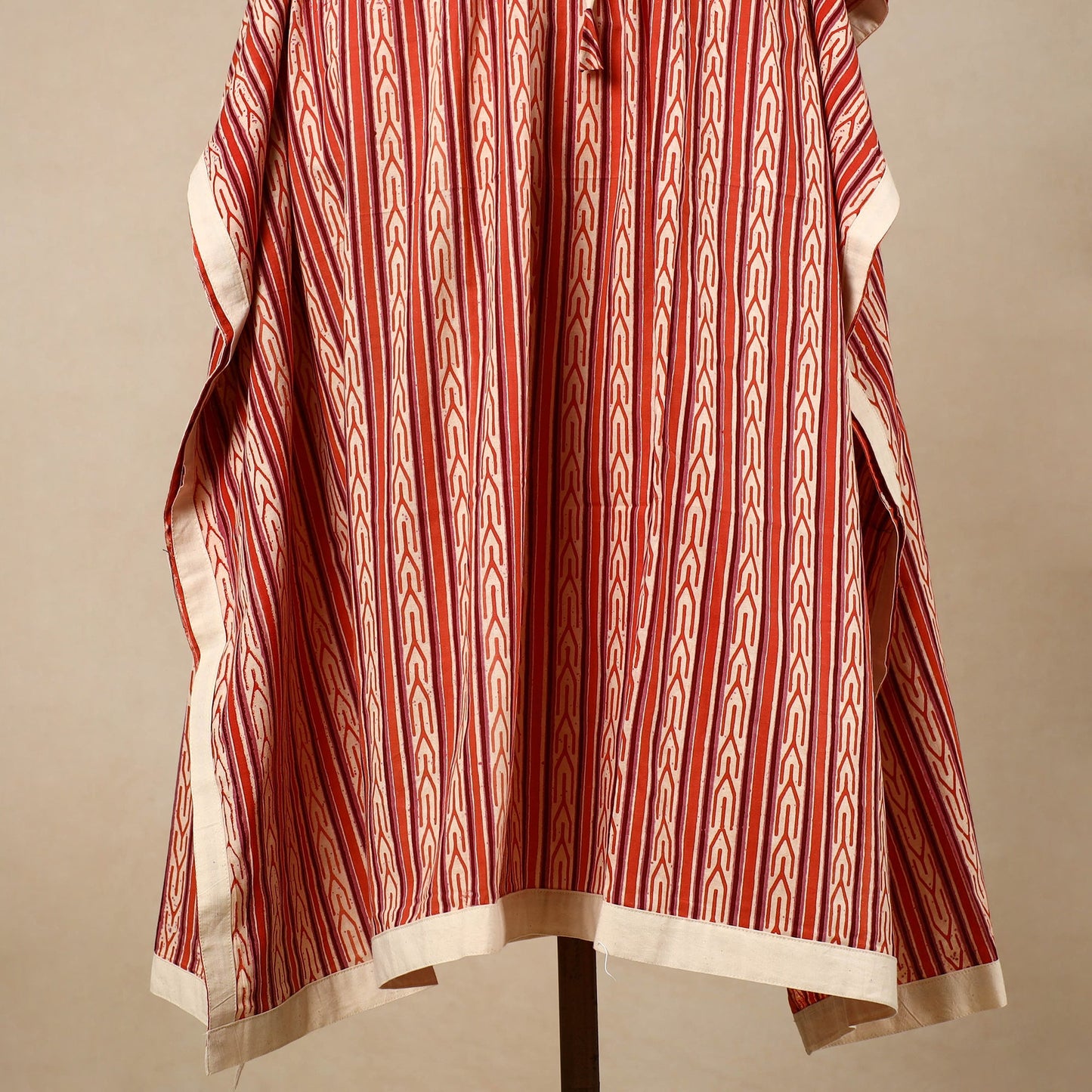  Hand Block Printed Cotton Kaftan with Tie-Up Waist 