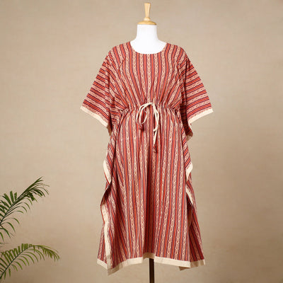  Hand Block Printed Cotton Kaftan with Tie-Up Waist 