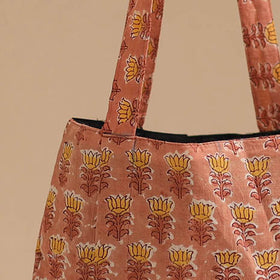 Peach - handcrafted cotton jhola bag 36