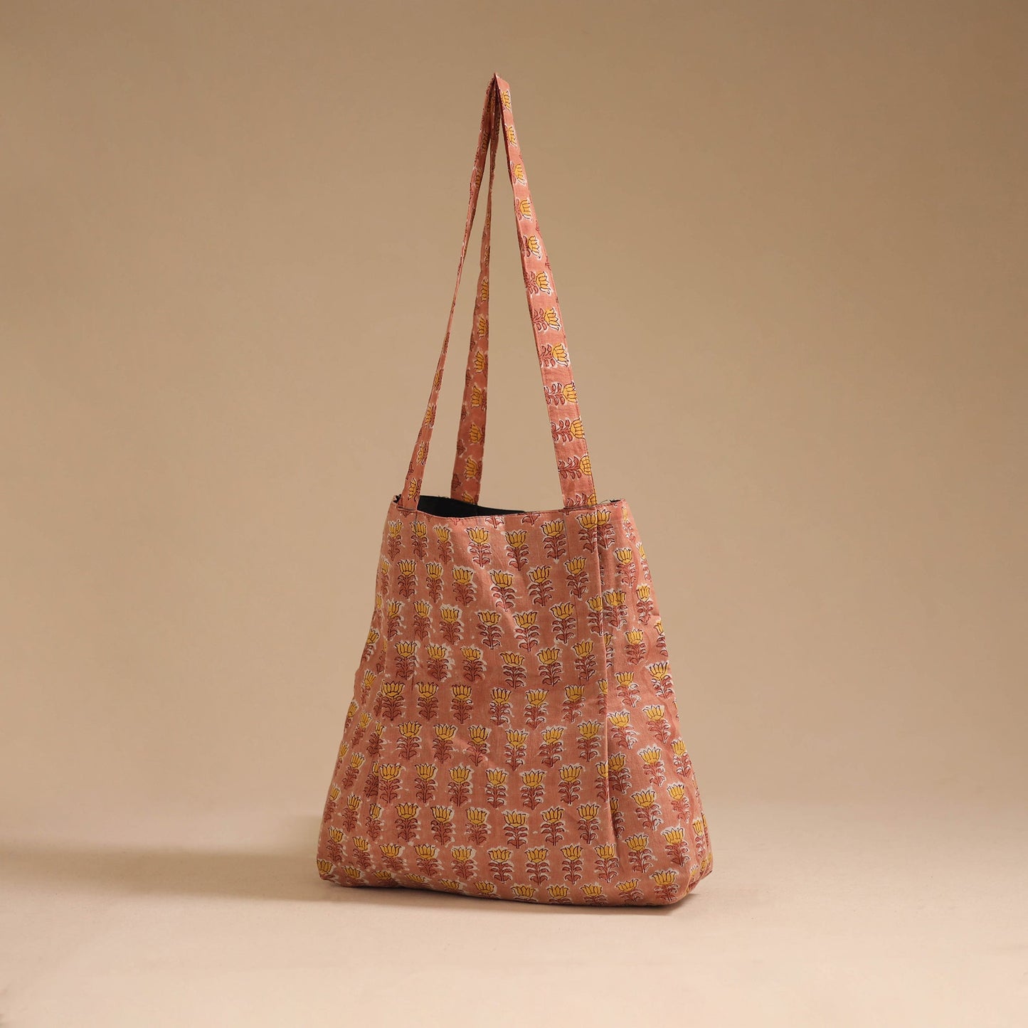 Peach - handcrafted cotton jhola bag 36