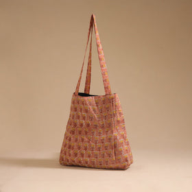 Peach - handcrafted cotton jhola bag 36
