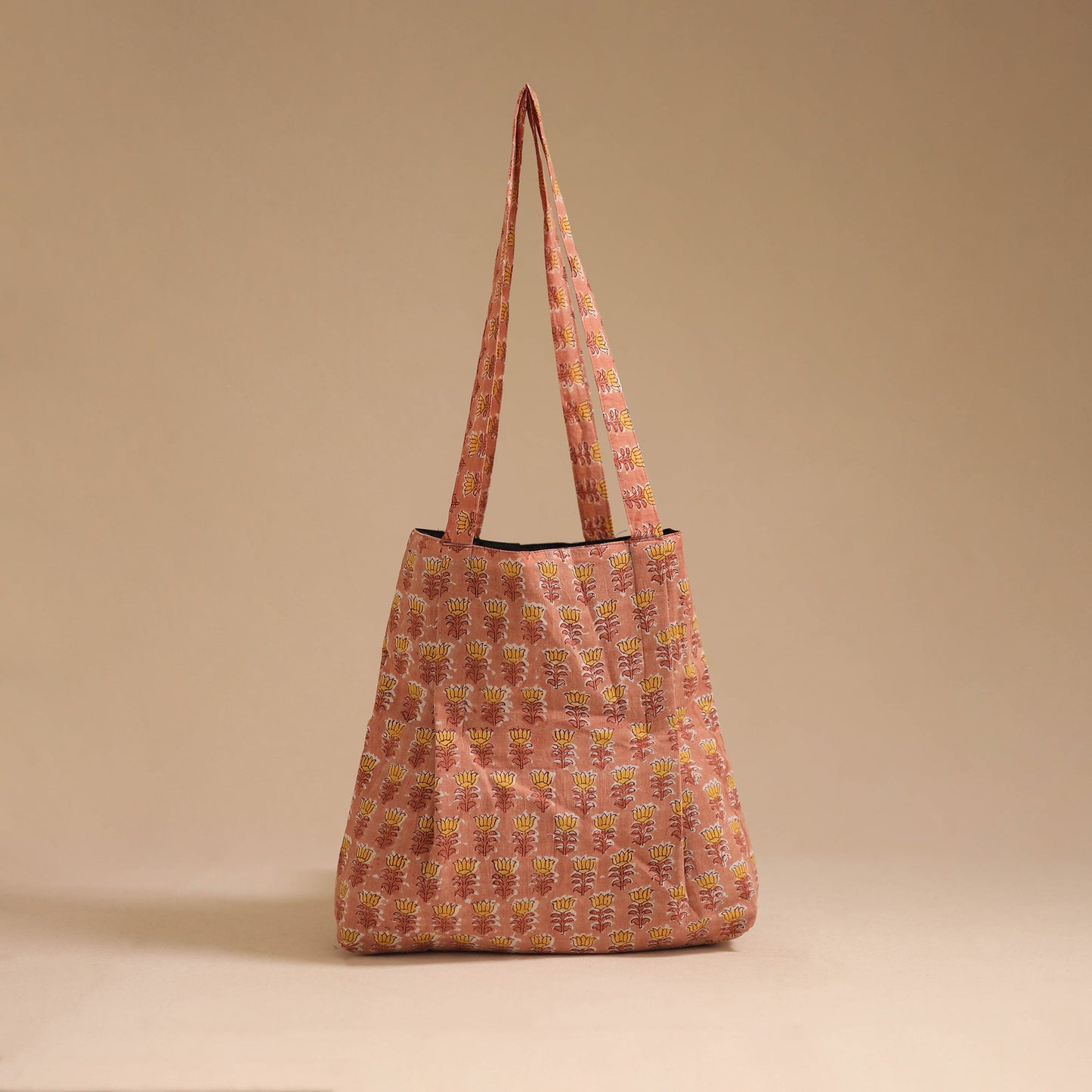 Peach - handcrafted cotton jhola bag 36