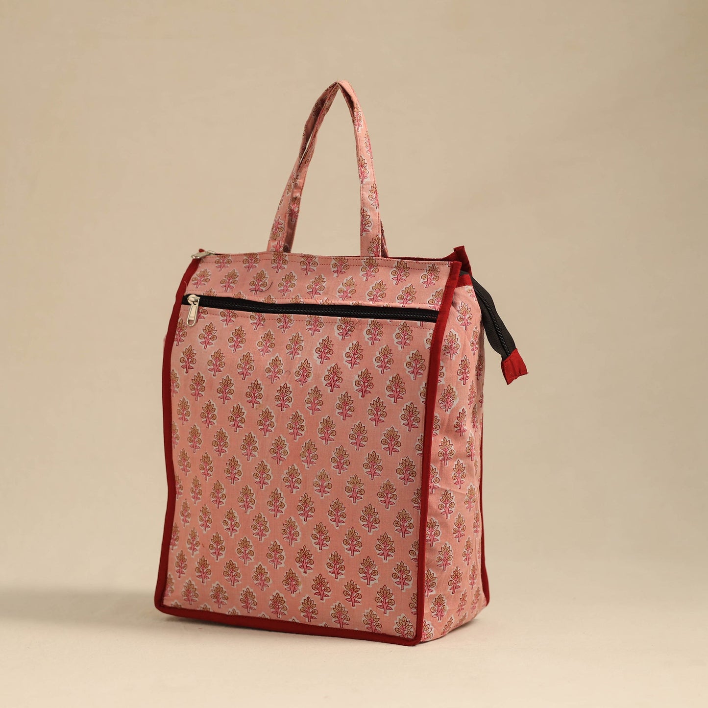 Peach Handcrafted Cotton Shopping Hand Bag