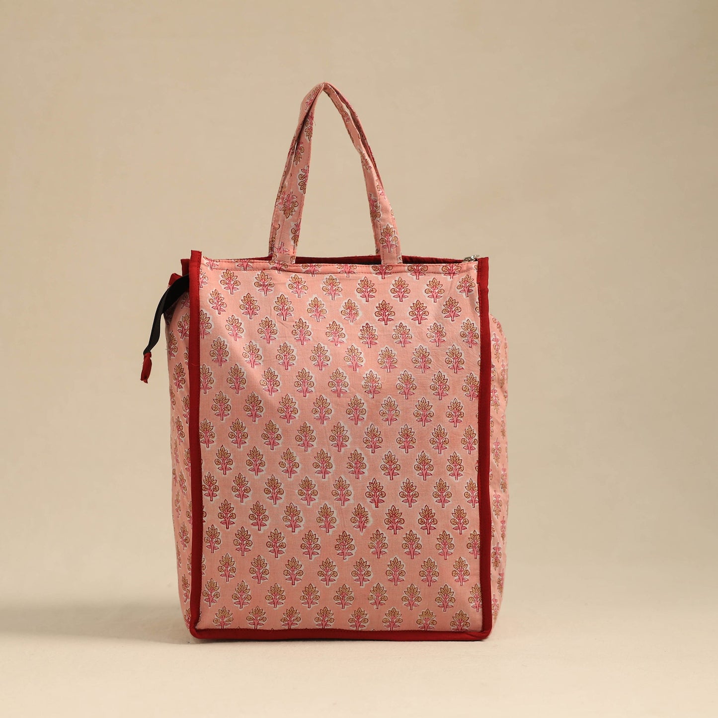 Peach Handcrafted Cotton Shopping Hand Bag
