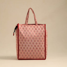 Peach Handcrafted Cotton Shopping Hand Bag