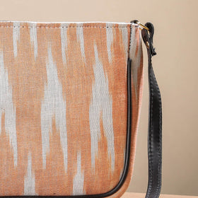 Peach Handcrafted Cotton Sling Bag with Bag Charm